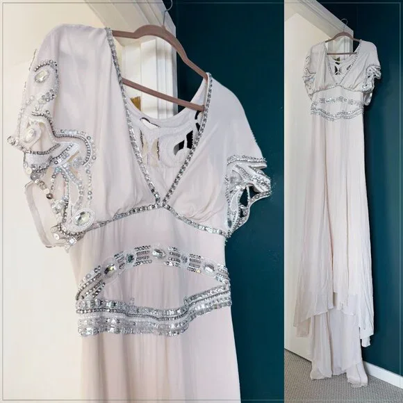 $6900 Temperley London Jean Crystal Embellished Art Deco Runway Bridal Gown - Picture 14 of 16